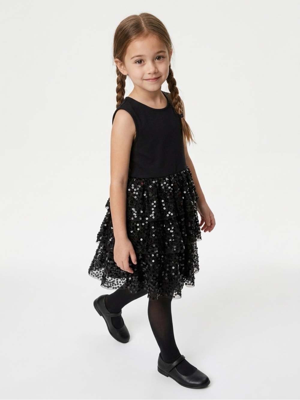 H&M Black Sequin Layered Tulle Costume Dress